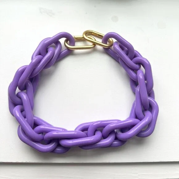 Clare V. Dark Lilac Purple Resin Link Shortie Bag Strap - Picture 2 of 4